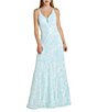Color:Mint - Image 1 - Sleeveless Iridescent-Sequin-Embellished Strappy Back Drop Waist Mermaid Ballgown