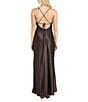 Morgan & Co. Sleeveless Long Spaghetti Strap Charmeuse Draped Front And X Back Long Dress - Image 5