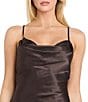 Morgan & Co. Sleeveless Long Spaghetti Strap Charmeuse Draped Front And X Back Long Dress - Image 6