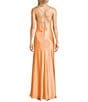 Morgan & Co. Sleeveless Long Spaghetti Strap Charmeuse Draped Front And X Back Long Dress, Color:Mango - Image 2