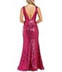 Color:Fuchsia - Image 2 - Sleeveless V-Neck All Over Sequin Long Dress