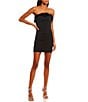 Color:Black - Image 1 - Strapless Feather Pull-On Dress