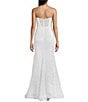 Morgan & Co. Strapless Glitter Illusion Lace Corset Long Dress, Color:White - Image 2