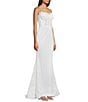 Morgan & Co. Strapless Glitter Illusion Lace Corset Long Dress, Color:White - Image 3