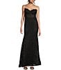 Color:Black - Image 1 - Strapless Glitter Illusion Lace Corset Long Dress