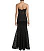 Color:Black - Image 3 - Strapless Glitter Illusion Lace Corset Long Dress