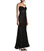 Color:Black - Image 5 - Strapless Glitter Illusion Lace Corset Long Dress