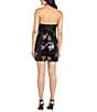 Morgan & Co. Strapless Taffeta Bow Keyhole Front Sequin Mini Dress, Color:Black/Pink - Image 2