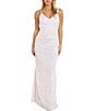 Color:Ice Pink - Image 1 - Strappy Back Iridescent Rainbow Sequin Long Gown