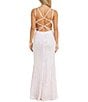 Color:Ice Pink - Image 2 - Strappy Back Iridescent Rainbow Sequin Long Gown