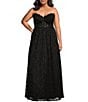 Color:Black - Image 1 - Plus Sweetheart Neck Long Lace Bustier With Scalloped Edge Ballgown