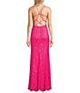 Color:Neon Pink - Image 2 - Sweetheart Neckline Sequin Corset Bodice Strappy Back Trumpet Skirt Long Dress