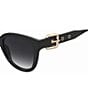 Color:Black - Image 2 - Women's MOS143S Gold Buckle Round Sunglasses