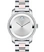 Color:Silver/Blush - Image 1 - Bold Ceramic Stainless Steel Bracelet Watch