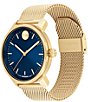 Movado Bold Men's Access Quartz Analog Ionic Plated Gold Mesh Bracelet Watch, Color:Gold - Image 2