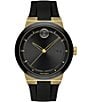 Color:Black - Image 1 - Bold Men's Black Gold Swiss Quartz Fusion Watch