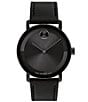 Color:Black - Image 1 - Bold Men's Evolution 2.0 Quartz Analog Black Leather Strap Watch