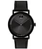 Movado Bold Men's Evolution 2.0 Quartz Analog Leather Strap Watch, Color:Black - Image 1