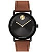 Color:Cognac - Image 1 - Bold Men's Evolution 2.0 Quartz Analog Cognac Leather Strap Watch