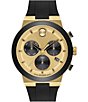 Color:Black - Image 1 - Bold Men's Fusion Quartz Chronograph Gold Dial Black Silicone Strap Watch