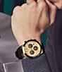 Color:Black - Image 4 - Bold Men's Fusion Quartz Chronograph Gold Dial Black Silicone Strap Watch