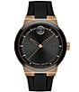 Color:Black - Image 1 - BOLD Men's Swiss Quartz Analog Black Silicone Strap Watch