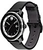 Movado Bold Men's TR90 Quartz Mechanical Automatic Black Leather Strap Watch, Color:Black/Silver - Image 2
