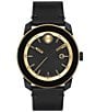 Movado Bold Men's TR90 Quartz Mechanical Automatic Black Leather Strap Watch, Color:Black/Gold - Image 1