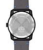 Color:Black - Image 3 - Bold Men's TR90 Quartz Analog Blue Detail Black Leather Strap Watch