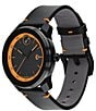 Color:Black - Image 2 - Movado Bold Men's TR90 Quartz Analog Orange Detail Black Leather Strap Watch