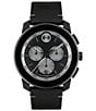 Color:Black - Image 1 - Movado Bold Men's TR90 Quartz Chronograph Black Leather Strap Watch