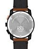 Color:Cognac - Image 3 - Bold Men's TR90 Quartz Chronograph Cognac Leather Strap Watch