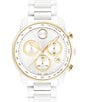 Movado Bold Men's Verso Quartz Chronograph White Ceramic Bracelet Watch, Color:White - Image 1