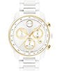 Color:White - Image 1 - Bold Men's Verso Quartz Chronograph White Ceramic Bracelet Watch