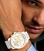 Color:White - Image 5 - Bold Men's Verso Quartz Chronograph White Ceramic Bracelet Watch