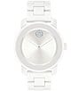Color:White - Image 1 - Bold Mid Size White Ceramic Bracelet Watch
