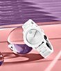 Color:White - Image 6 - Bold Mid Size White Ceramic Bracelet Watch