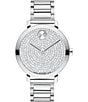 Color:Silver - Image 1 - Bold Women's Evolution 2.0 Quartz Analog Crystal Pave Dial Stainless Steel Bracelet Watch