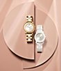 Color:Two Tone - Image 4 - Bold Women's Iconic Two Tone Ceramic Bracelet Watch