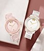 Color:White - Image 6 - Bold Women's Verso Quartz Analog White Ceramic Bracelet Watch