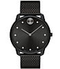 Color:Black - Image 1 - Men's Bold Quartz Analog Black Mesh Bracelet Watch