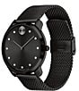 Color:Black - Image 3 - Men's Bold Quartz Analog Black Mesh Bracelet Watch