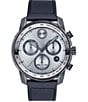 Color:Navy - Image 1 - Men's Bold Quartz Chronograph Navy Leather Strap Watch