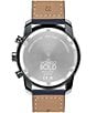 Color:Navy - Image 3 - Men's Bold Quartz Chronograph Navy Leather Strap Watch