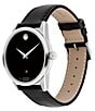 Movado Men's Museum Classic Automatic Black Leather Strap Watch, Color:Black - Image 3