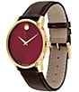 Color:Brown - Image 2 - Men's Museum Classic Quartz Analog Bordeaux Dial Brown Leather Strap Watch