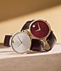 Color:Brown - Image 5 - Men's Museum Classic Quartz Analog Bordeaux Dial Brown Leather Strap Watch