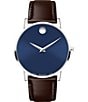 Color:Brown - Image 1 - Men's Museum Classic Quartz Analog Brown Leather Strap Watch