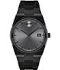 Color:Black - Image 1 - Men's Quest Quartz Analog Black Plated Stainless Steel Bracelet Watch