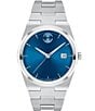 Color:Silver/Blue - Image 1 - Men's Quest Blue Dial Quartz Analog Stainless Steel Bracelet Watch